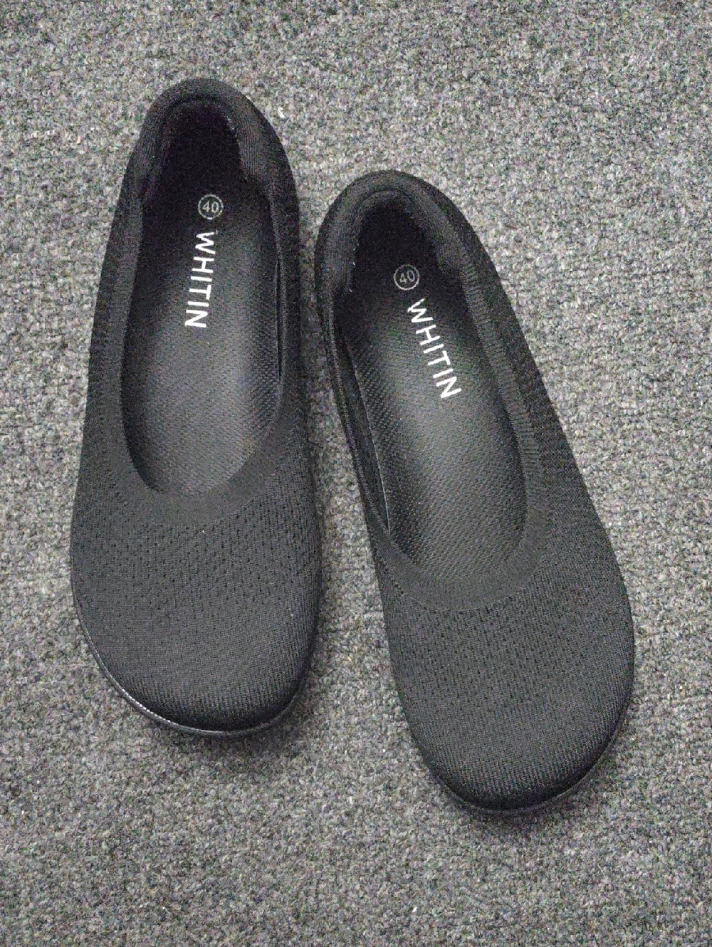 WHITIN Black Knit Ballet Flats